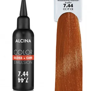Alcina - Tónovací emulze - Color Gloss + Care Emulsion 7.44 Střední blond - intenzivní měděná 100 ml