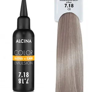 Alcina - Tónovací emulze - Color Gloss + Care Emulsion 7.18 Střední blond - popelavá - stříbrná 100 ml