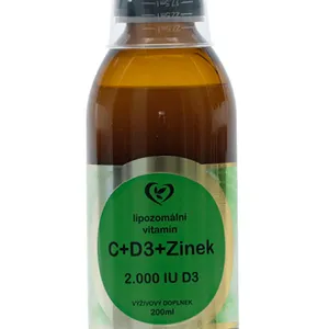 Lipozomální vitamín C + D3 + Zinek 200 ml
