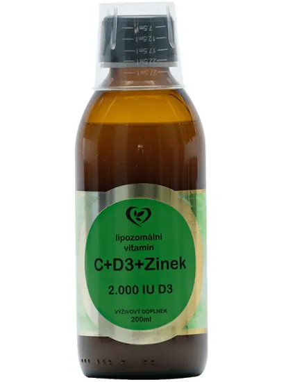 Lipozomální vitamín C + D3 + Zinek 200 ml