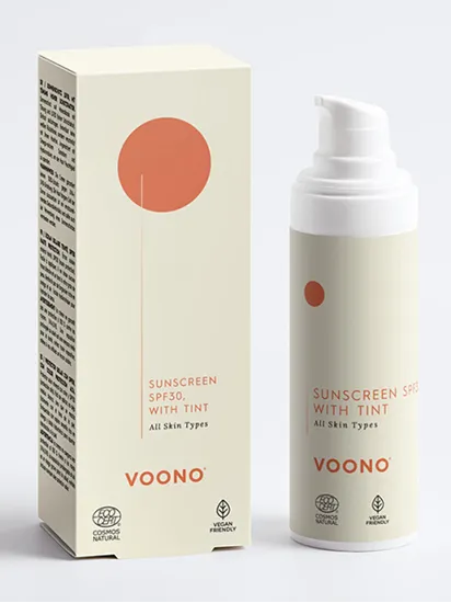 VOONO - Přírodní SPF 30 krém s lehkým krytím – ochrana proti slunci 30 ml